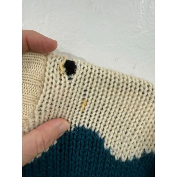 80’s Wool Christmas Sweater Teal Size L - Picture 2 of 5